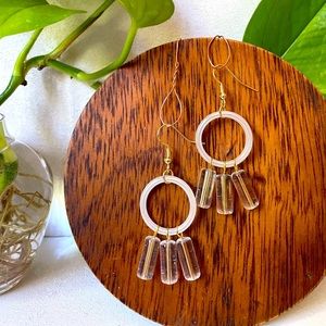 Glass earrings (white and clear)
